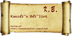Kaszás Bálint névjegykártya